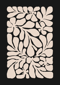 Cream Foliage on Black — borderless A-series artwork