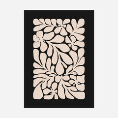 Cream Foliage on Black — front view in a black frame