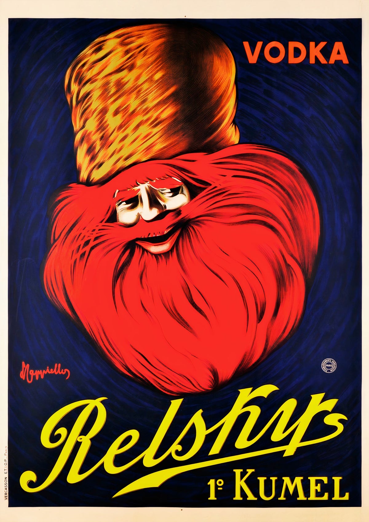 Vodka Relshirs Kumel Vintage Alcohol Advertising Poster — poster only, complete unframed artwork