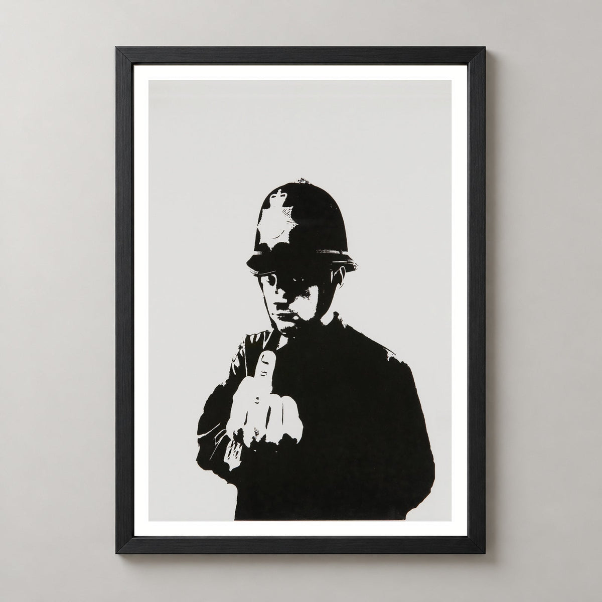 Banksy Rude Copper, 2002 — realistic black frame studio view
