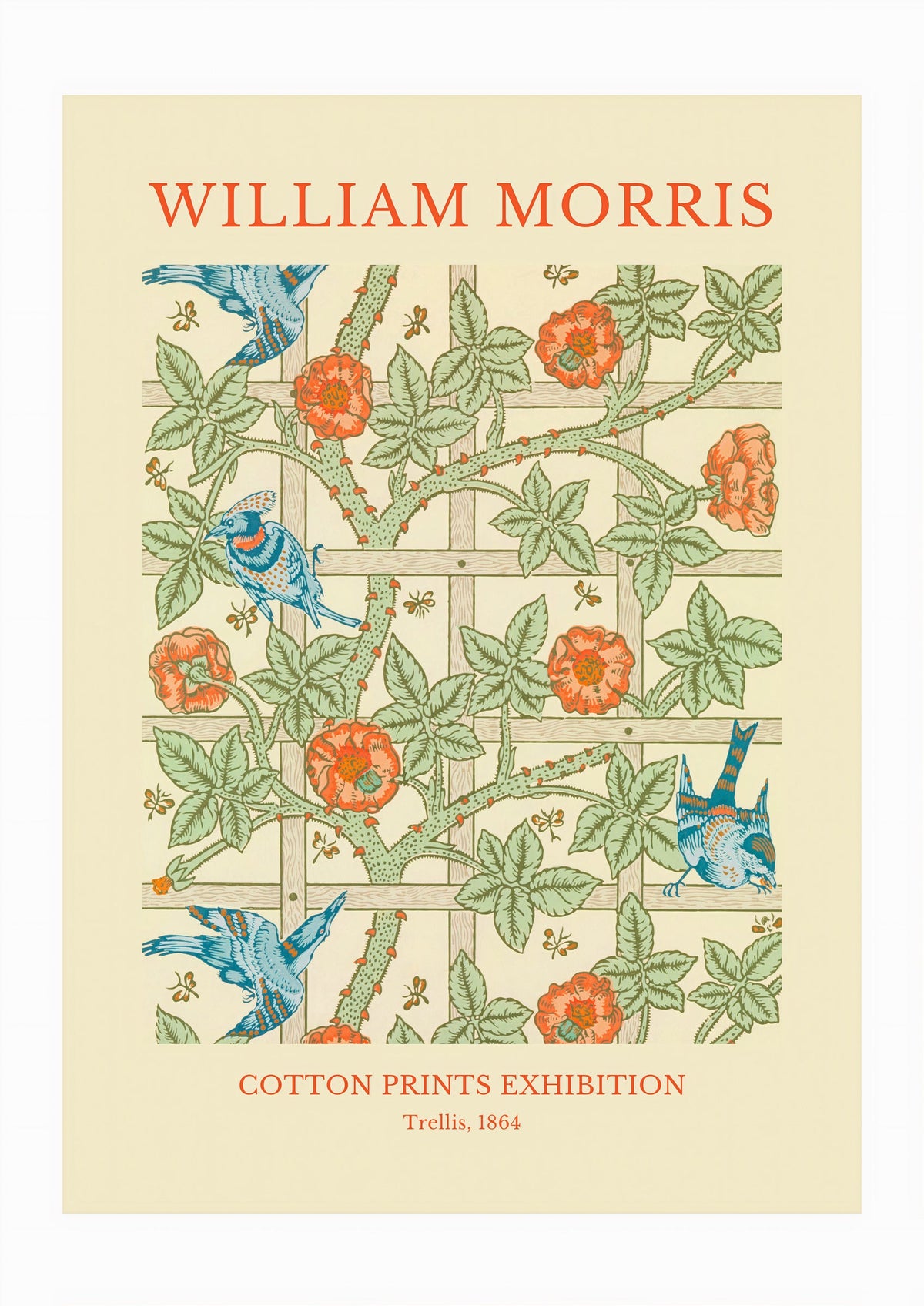William Morris - Cotton Prints Exhibition, Trellis (1864) — poster only, complete unframed artwork