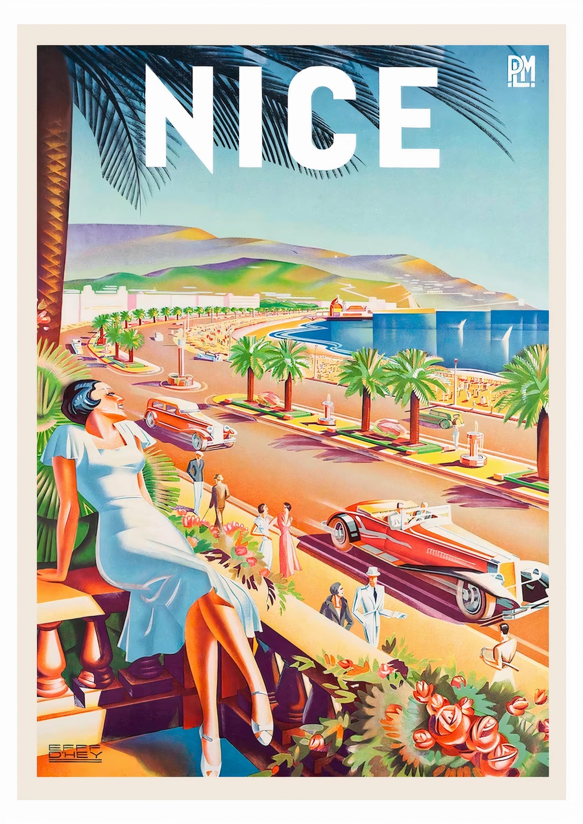 Nice French Riviera Vintage Travel Poster - Framed/Unframed — poster only, complete unframed artwork
