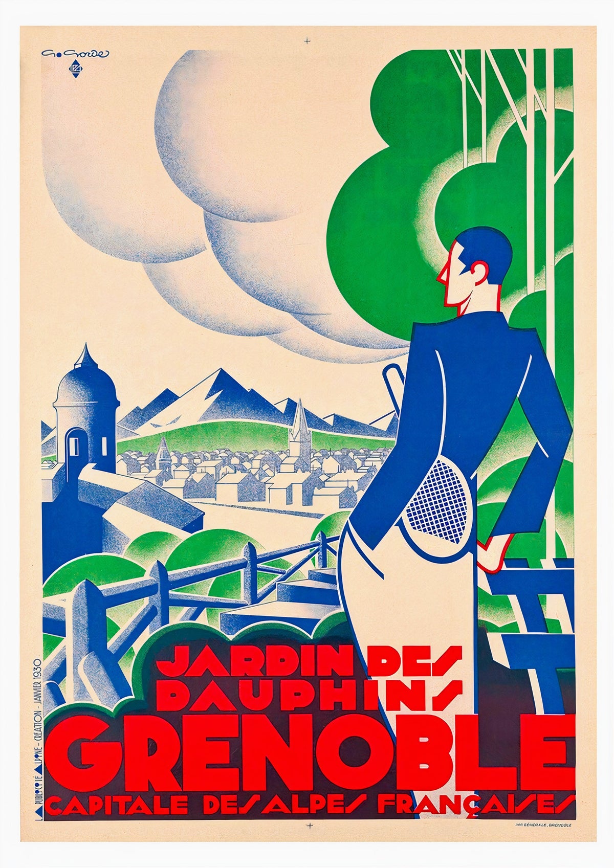 Grenoble Capital of the French Alps Vintage Travel Poster — poster only, complete unframed artwork