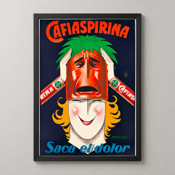 Cafiaspirina Saca el Dolor Vintage Werbeplakat