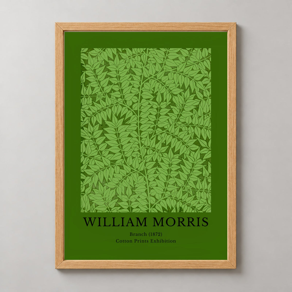 William Morris - Cotton Prints Exhibition, Branch (1872) — realistic natural wood frame studio view