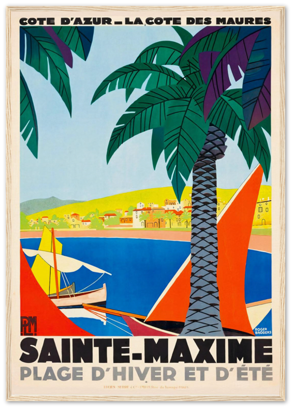 Sainte Maxime French Riviera France Vintage Travel Poster - Galrie