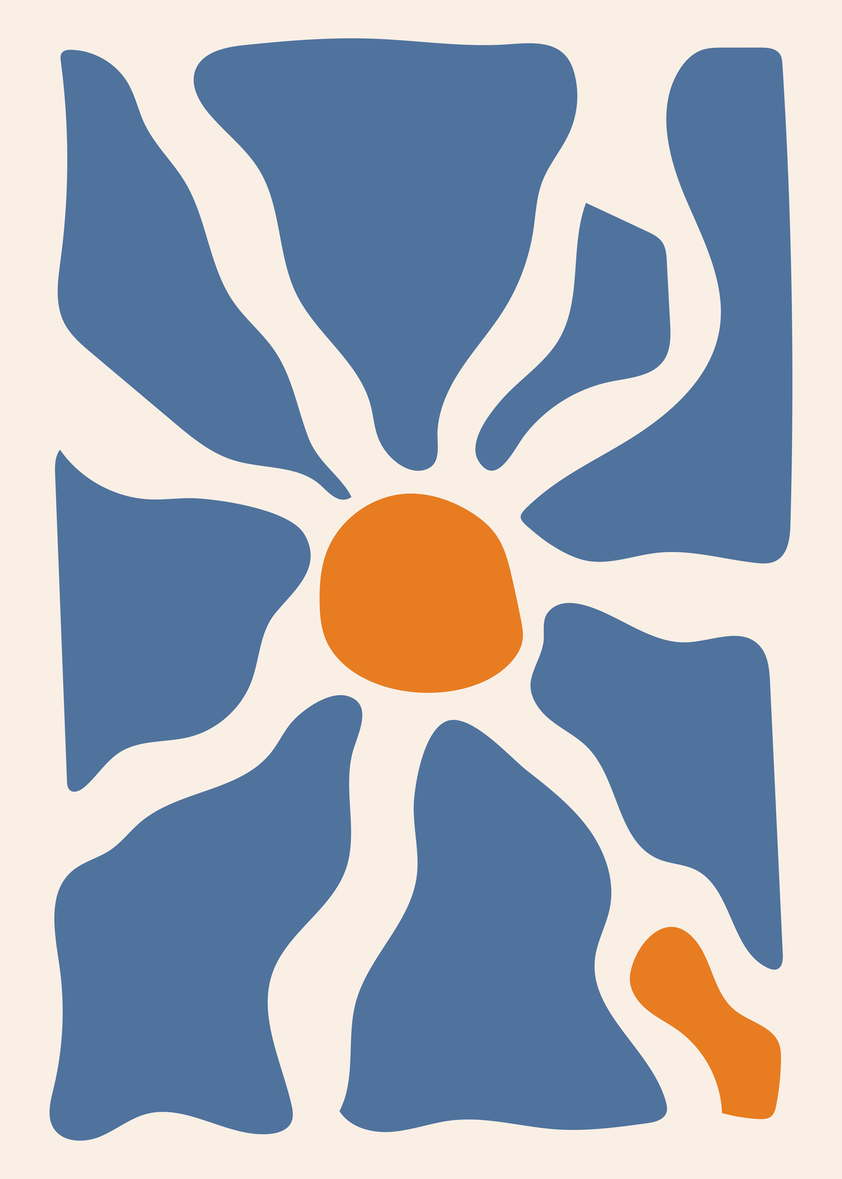 Bold Abstract Sun and Waves Art Print - Modern Minimalist Design — poster only, complete unframed artwork