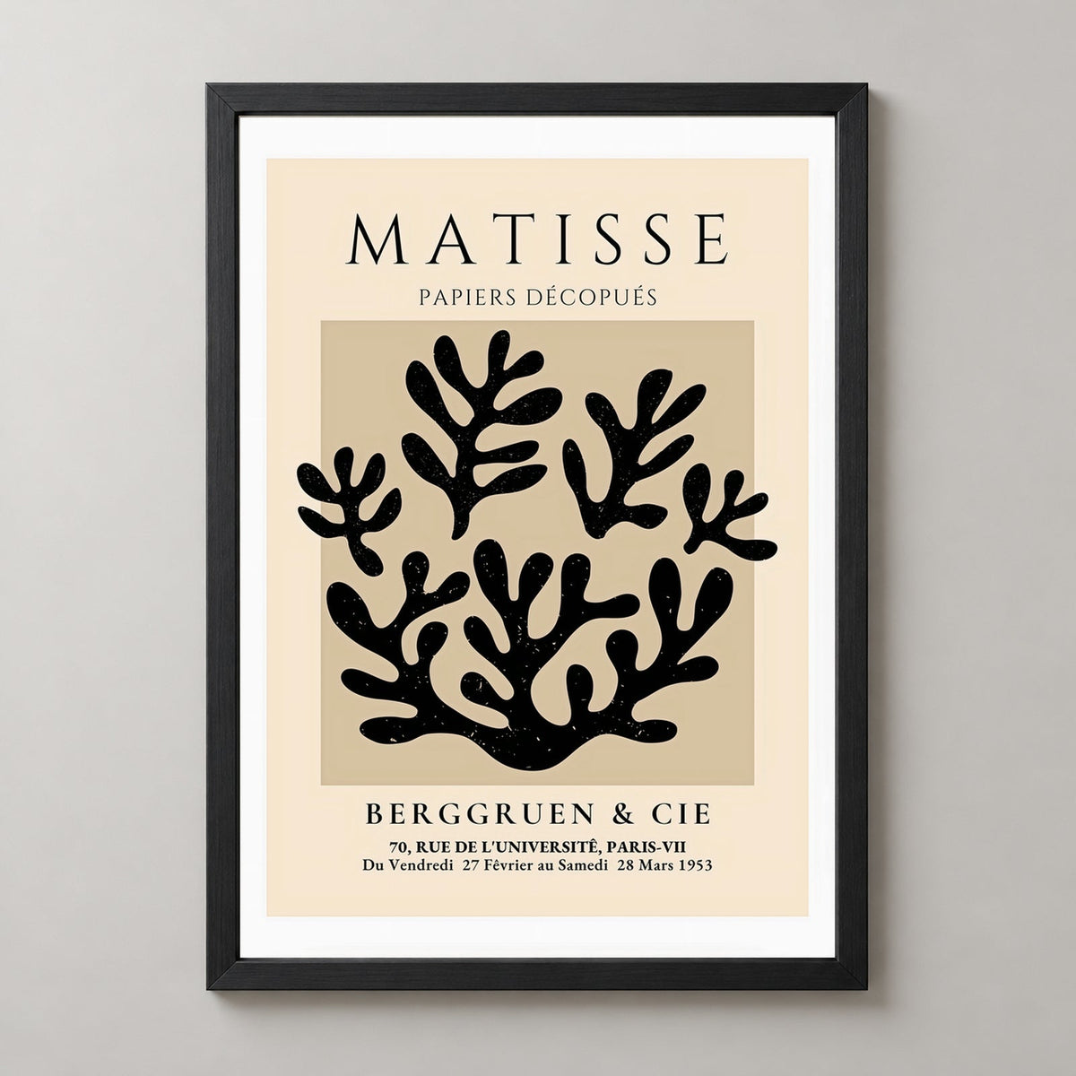 Henri Matisse Exhibition Print Berggruen & Cie (Black) — realistic black frame studio view