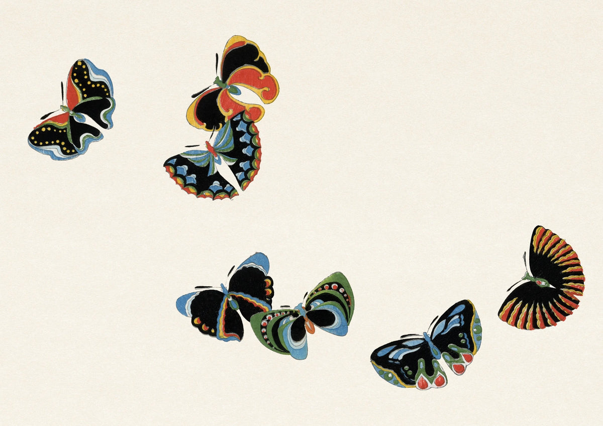 Dark Patterned Butterflies — borderless A-series artwork