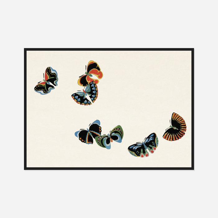 Dark Patterned Butterflies Art Print by Kamisaka Sekka