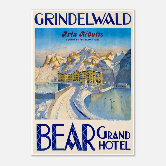 Bear Grand Hotel Grindelwald Switzerland Vintage Travel Poster