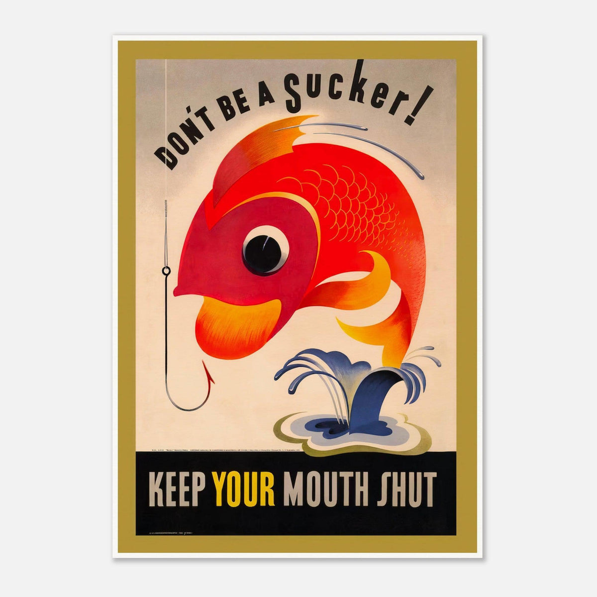 Don't Be A Sucker Keep Your Mouth Shut 1944 World War II Vintage Poster