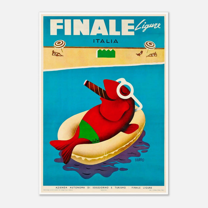 Finale Ligure Italien Vintage Reiseposter – Lebendige Küstenkunst