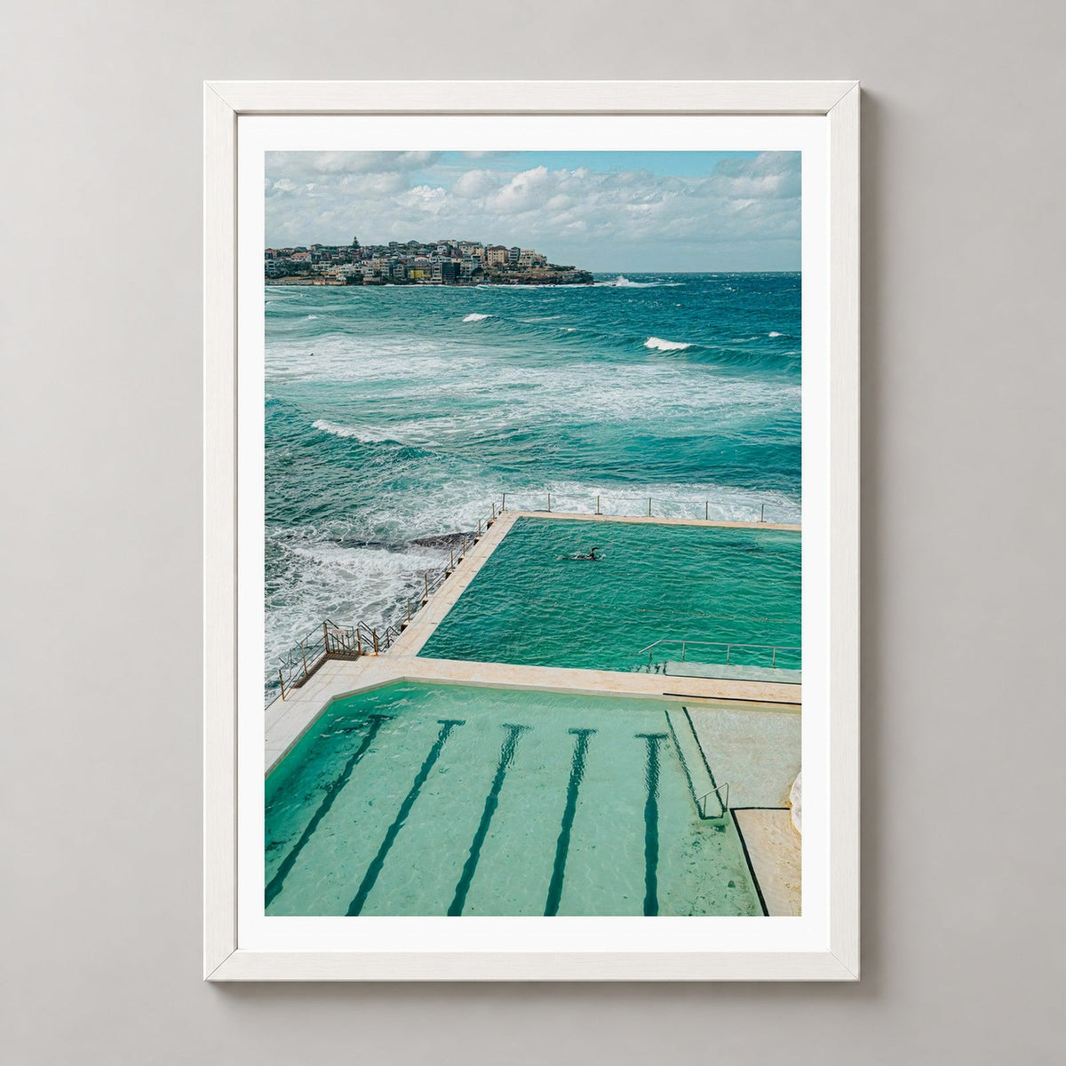 Bondi Beach | Bondi Icebergs Swimming Pool | Fine Art Photography — realistic white frame studio view