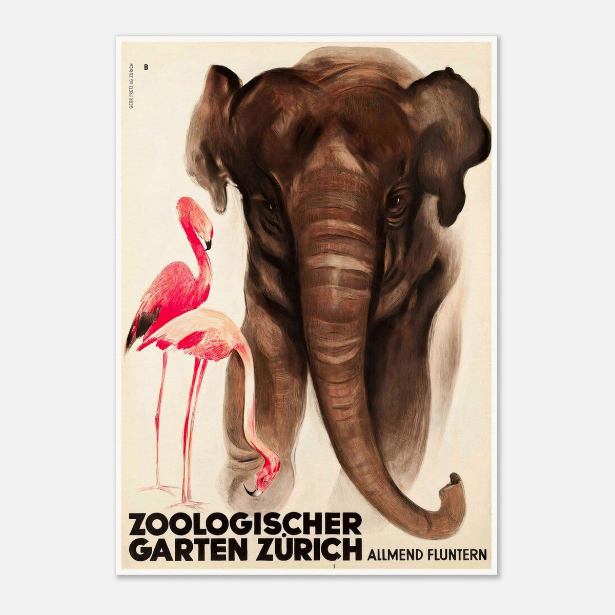 Zoological Garden Zurich Switzerland Vintage Advertising Poster