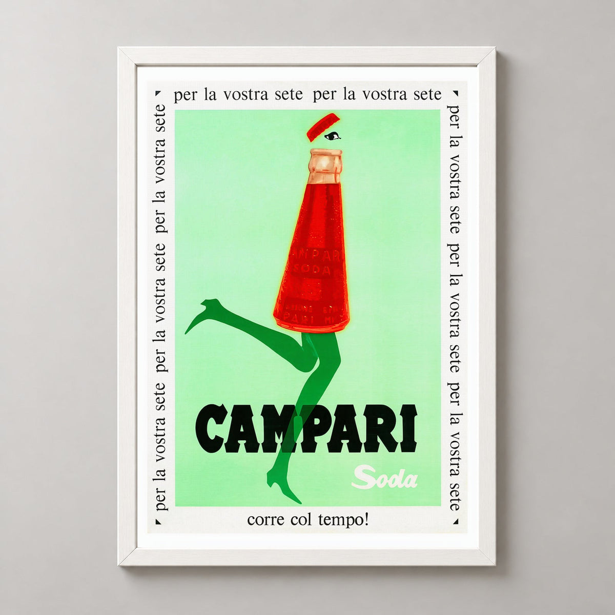 Campari Soda Italy 1968 Vintage Poster - Vintage Campari Poster — realistic white frame studio view