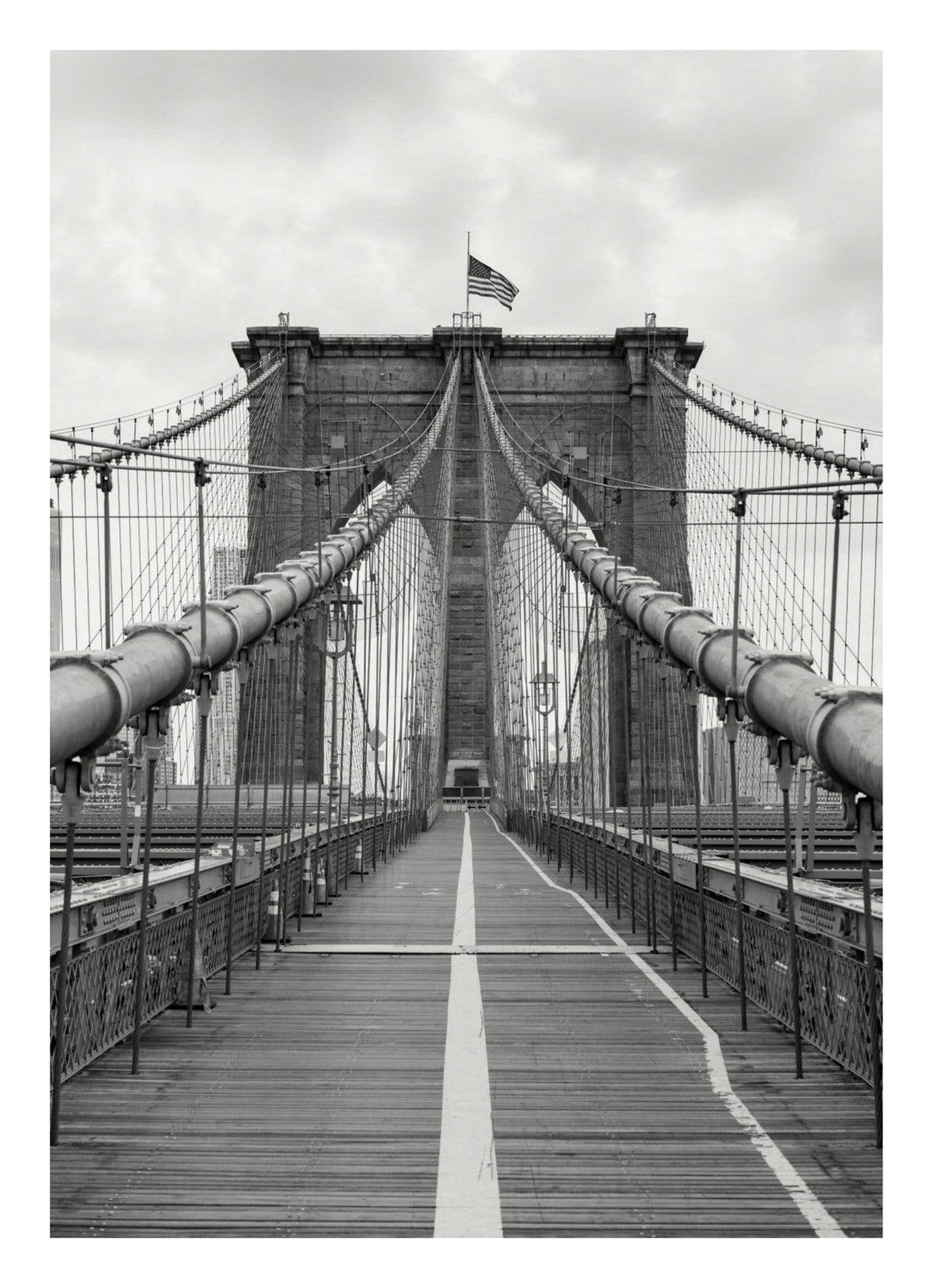 Brooklyn Bridge Black and White - Fine Art Photography — poster only, complete unframed artwork with white border