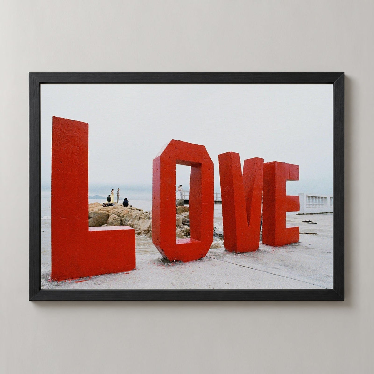 Love on the Water — realistic black frame studio view