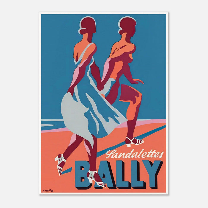 Bally Sandalettes Vintage Advertising Poster - Elegant 1950s Fashion Art
