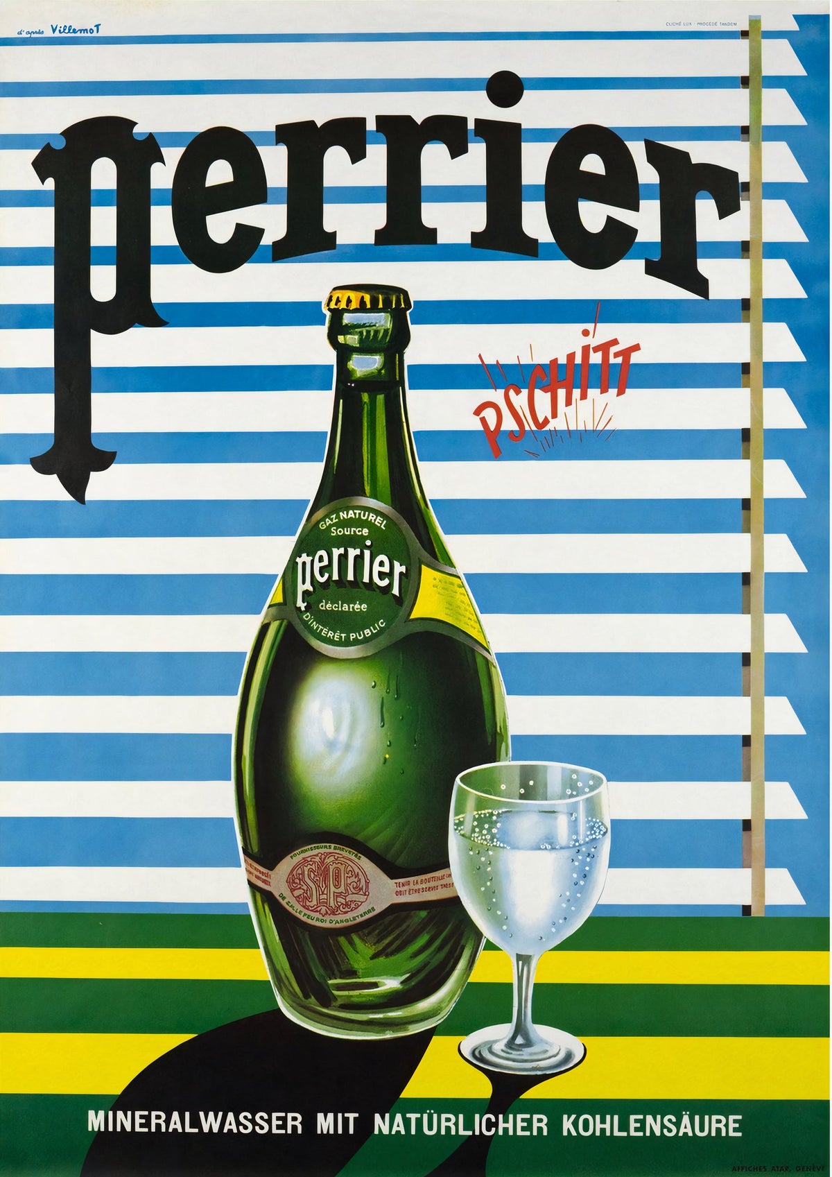 Perrier Blinds Vintage Advertising Poster 1956 - Framed/Unframed — poster only, complete unframed artwork