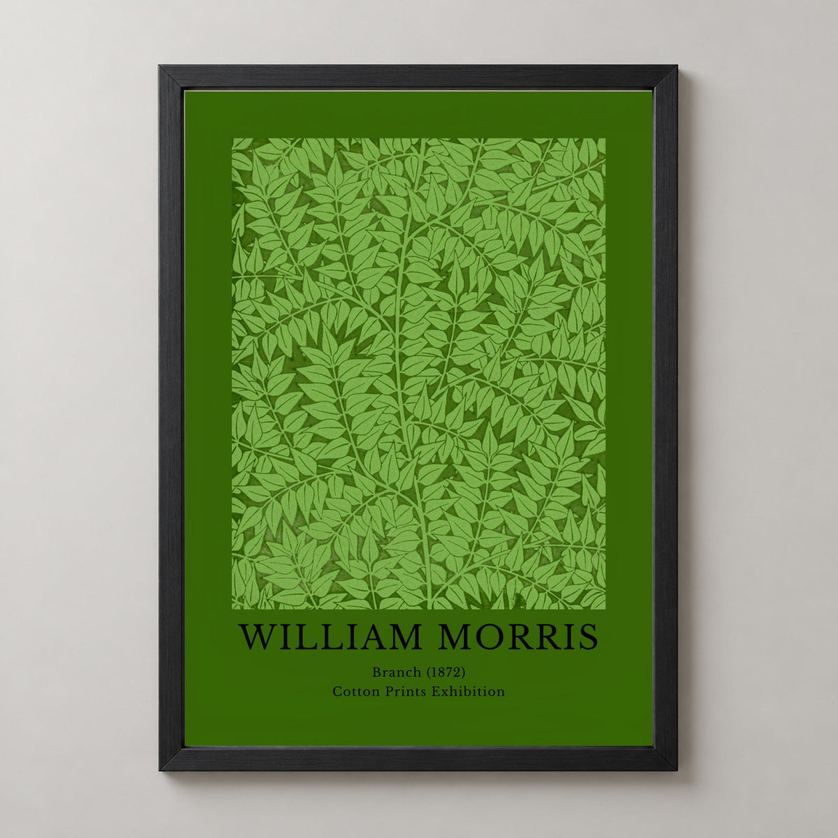 William Morris - Cotton Prints Exhibition, Branch (1872) — realistic black frame studio view