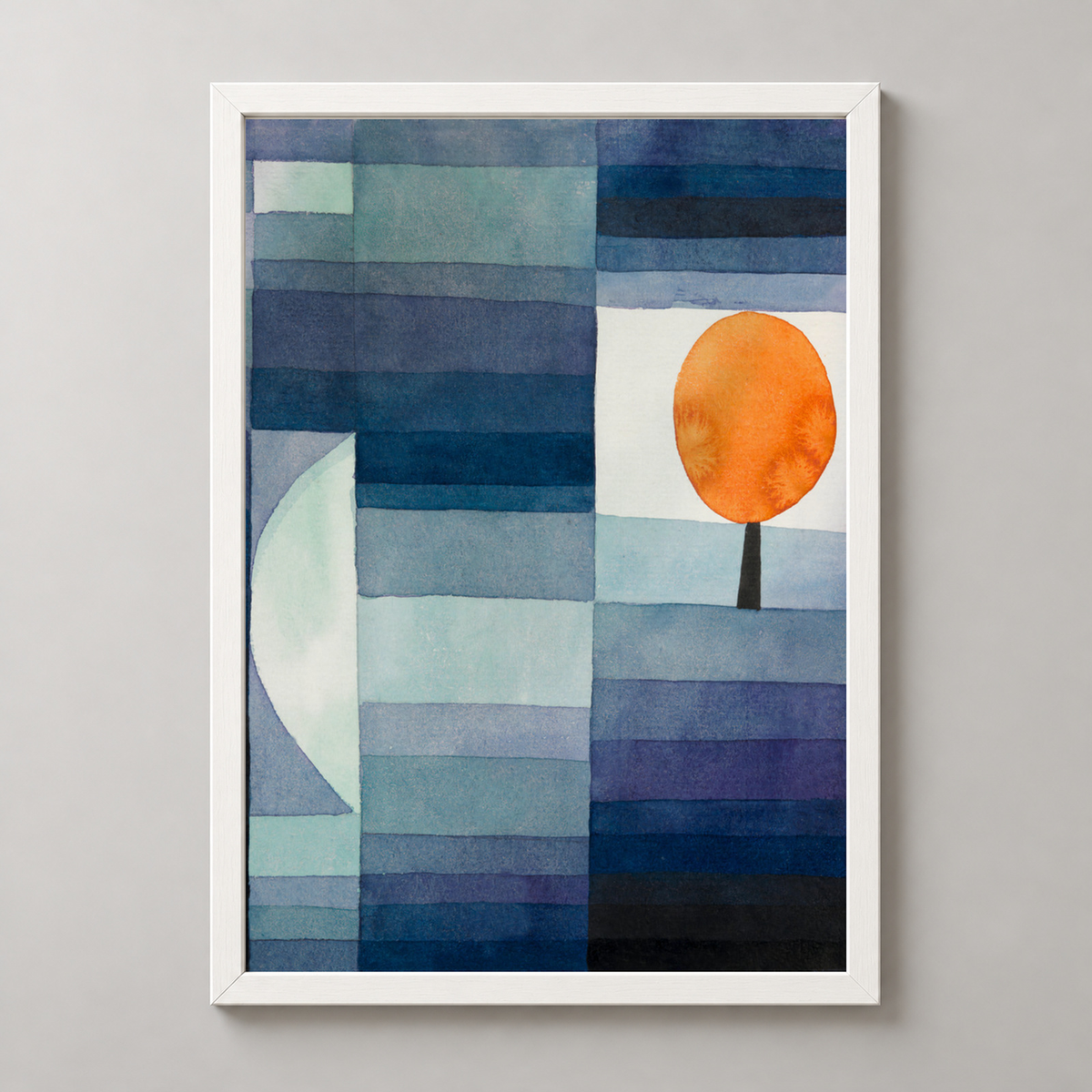 Paul Klee — The Harbinger of Autumn — Abstract Art Print — realistic white frame studio view