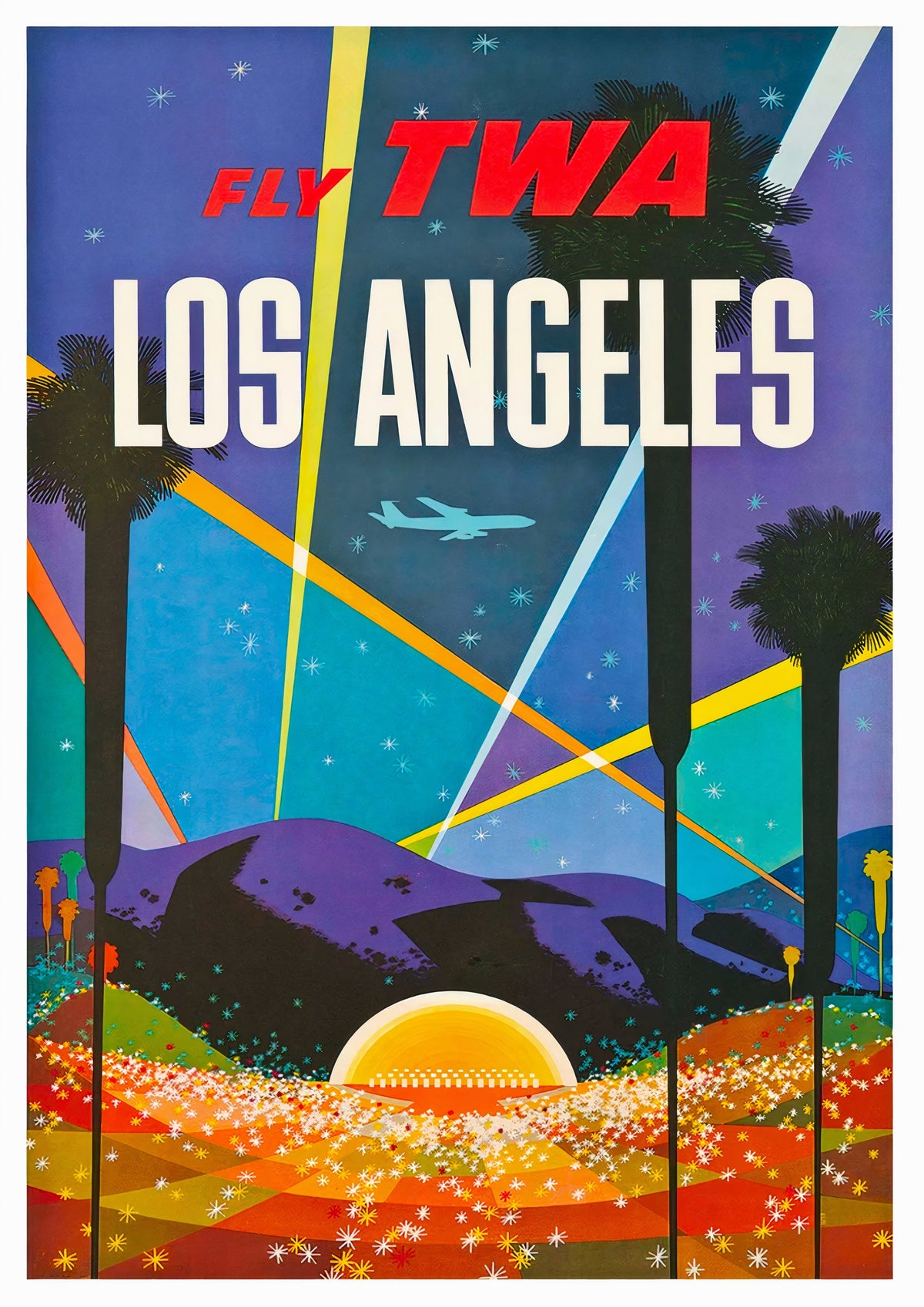 Los Angeles United States Airline Vintage Travel Poster — poster only, complete unframed artwork