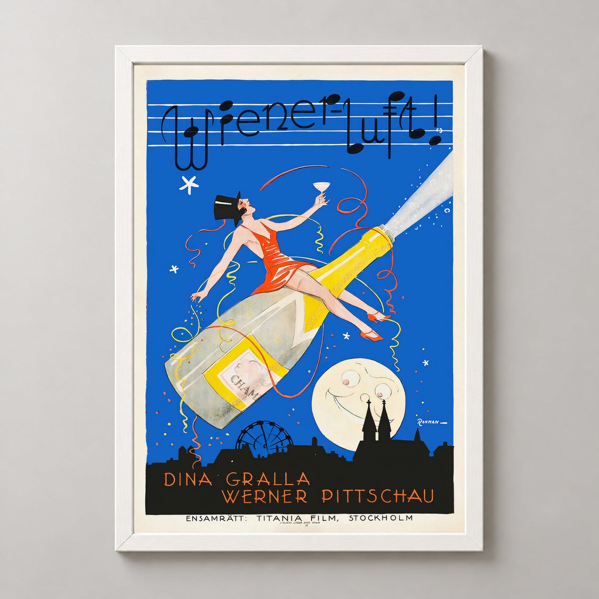 The Ballet Archduke, Wiener Luft (1926) Austrian Silent Film Vintage Movie Poster — realistic white frame studio view