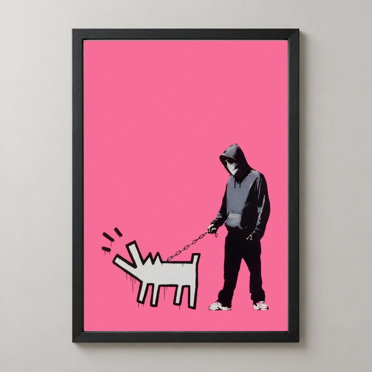 Banksy Choose Your Weapon (Bright Pink), 2010 — realistic black frame studio view