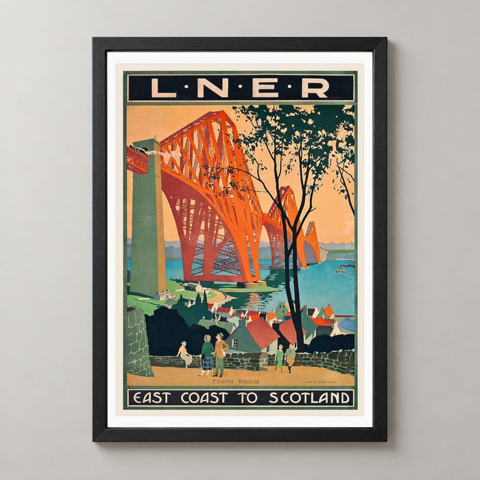 Forth Bridge East Coast to Scotland Vintage Travel Poster