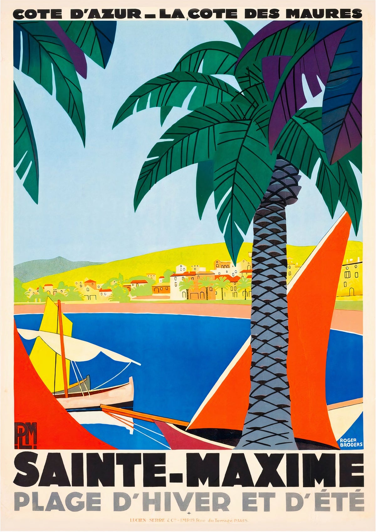 Sainte Maxime French Riviera France Vintage Travel Poster — poster only, complete unframed artwork