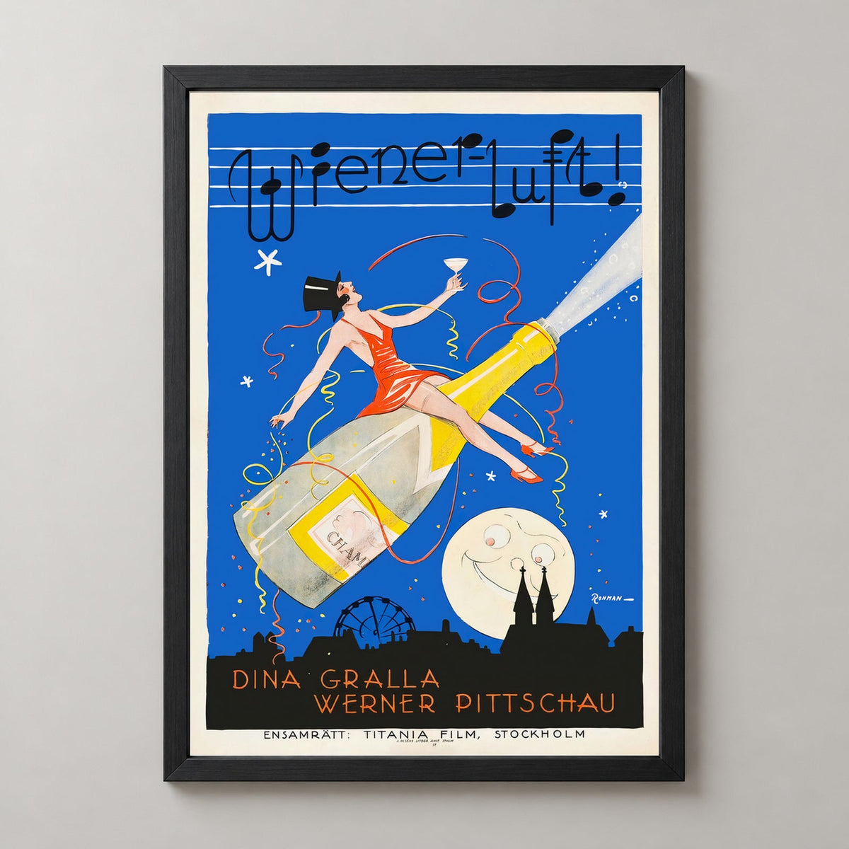 The Ballet Archduke, Wiener Luft (1926) Austrian Silent Film Vintage Movie Poster — realistic black frame studio view