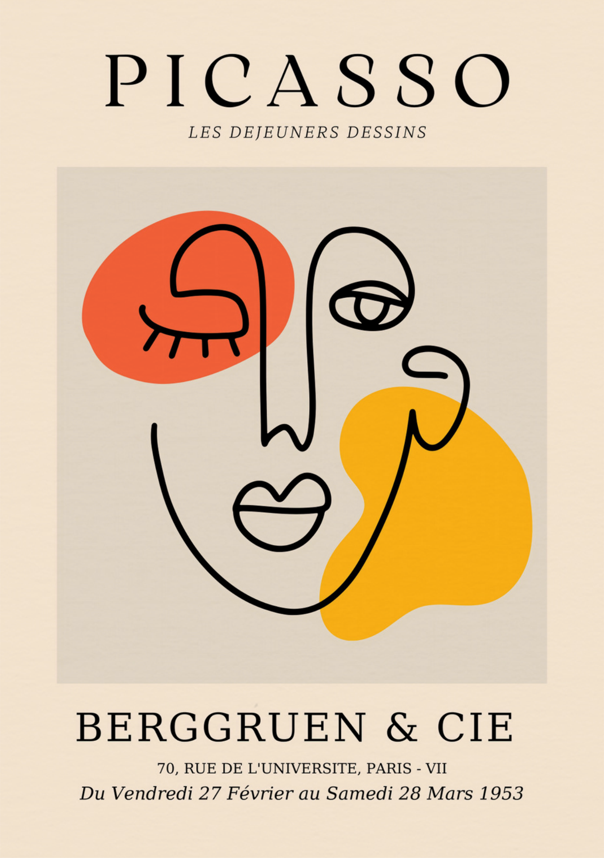 Picasso Line Art - Les Dejeuners Dessins Art Print — poster only, complete unframed artwork