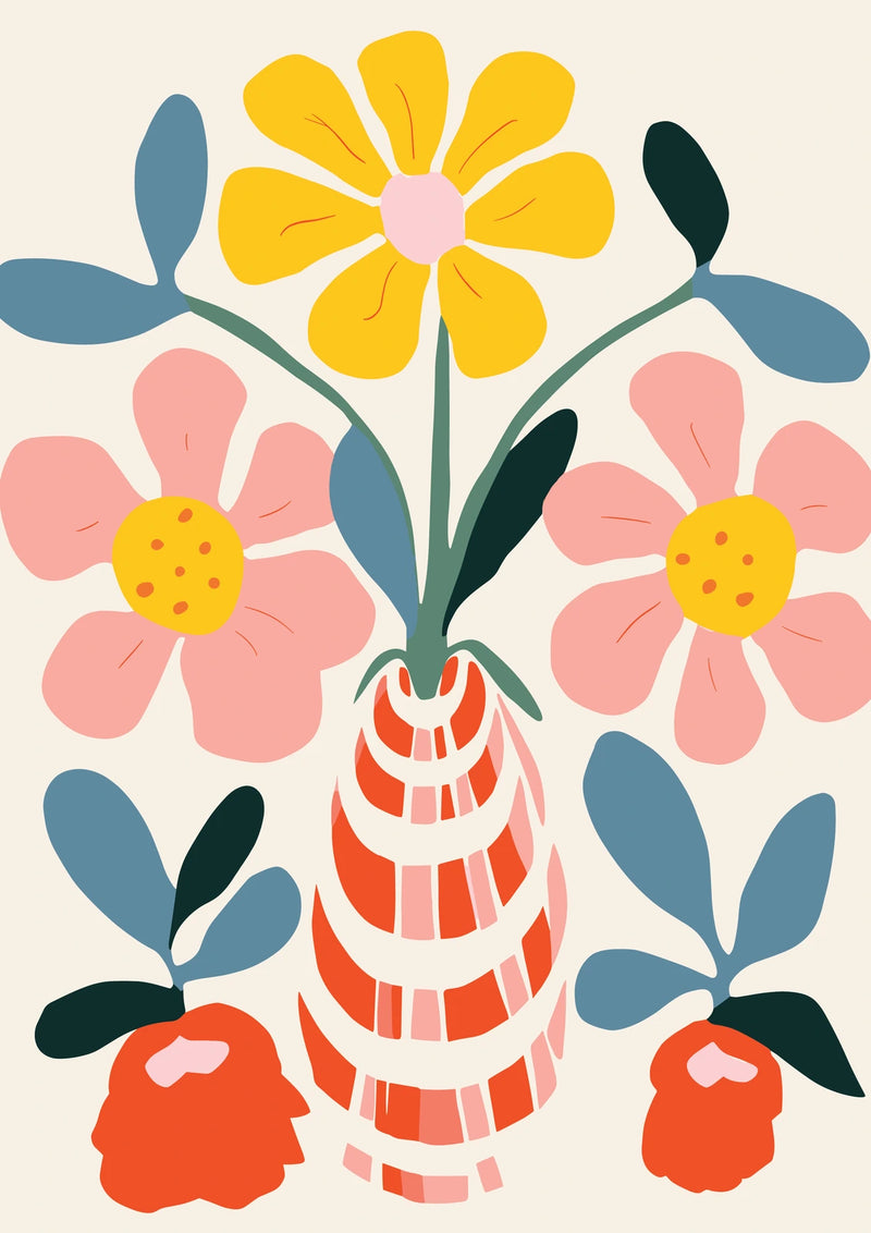 Flowers in a Striped Vase — borderless A-series artwork