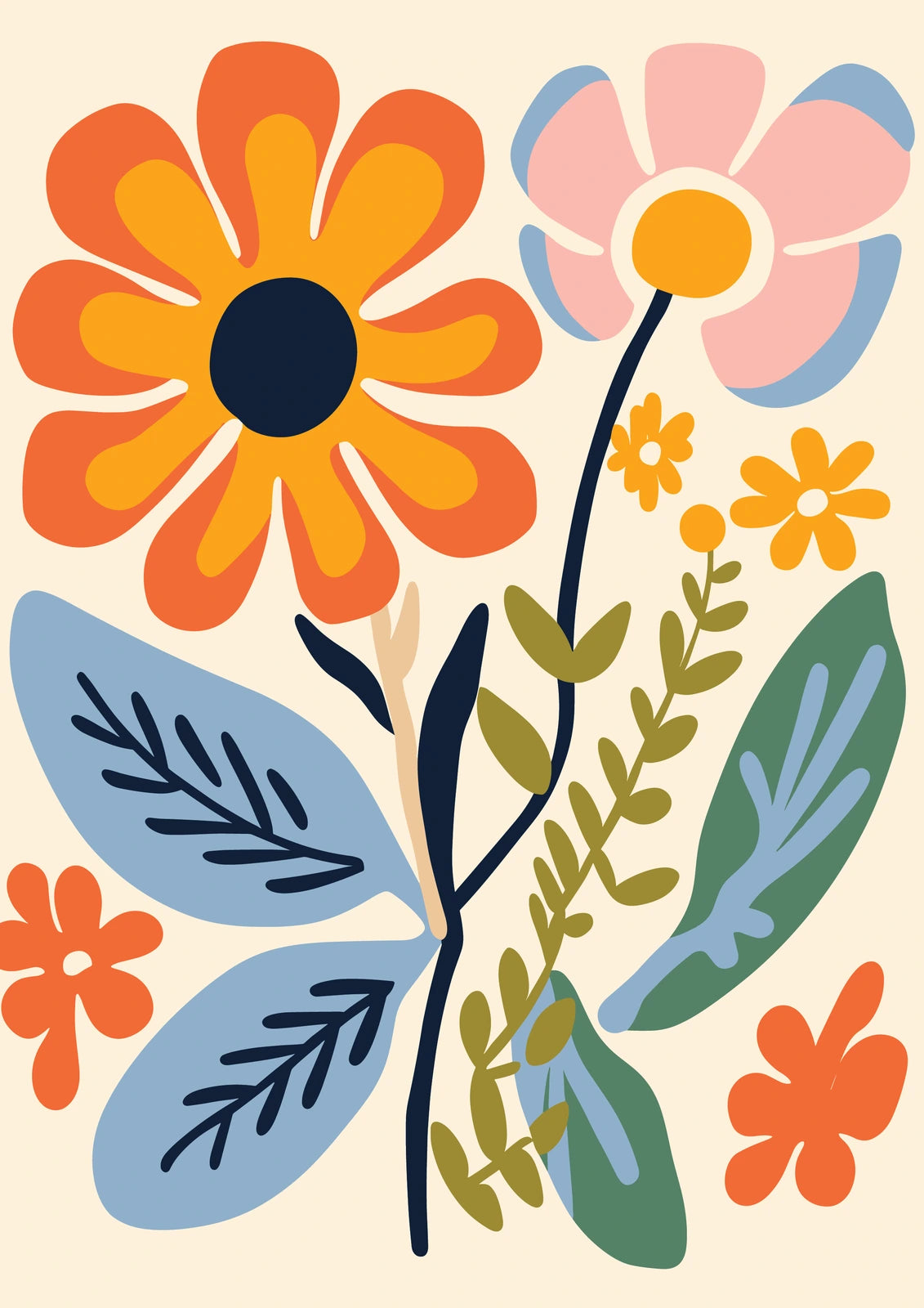 Folk Daisy Garden — borderless A-series artwork