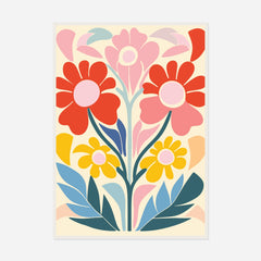 Folk Flower Bouquet — front view in a white frame