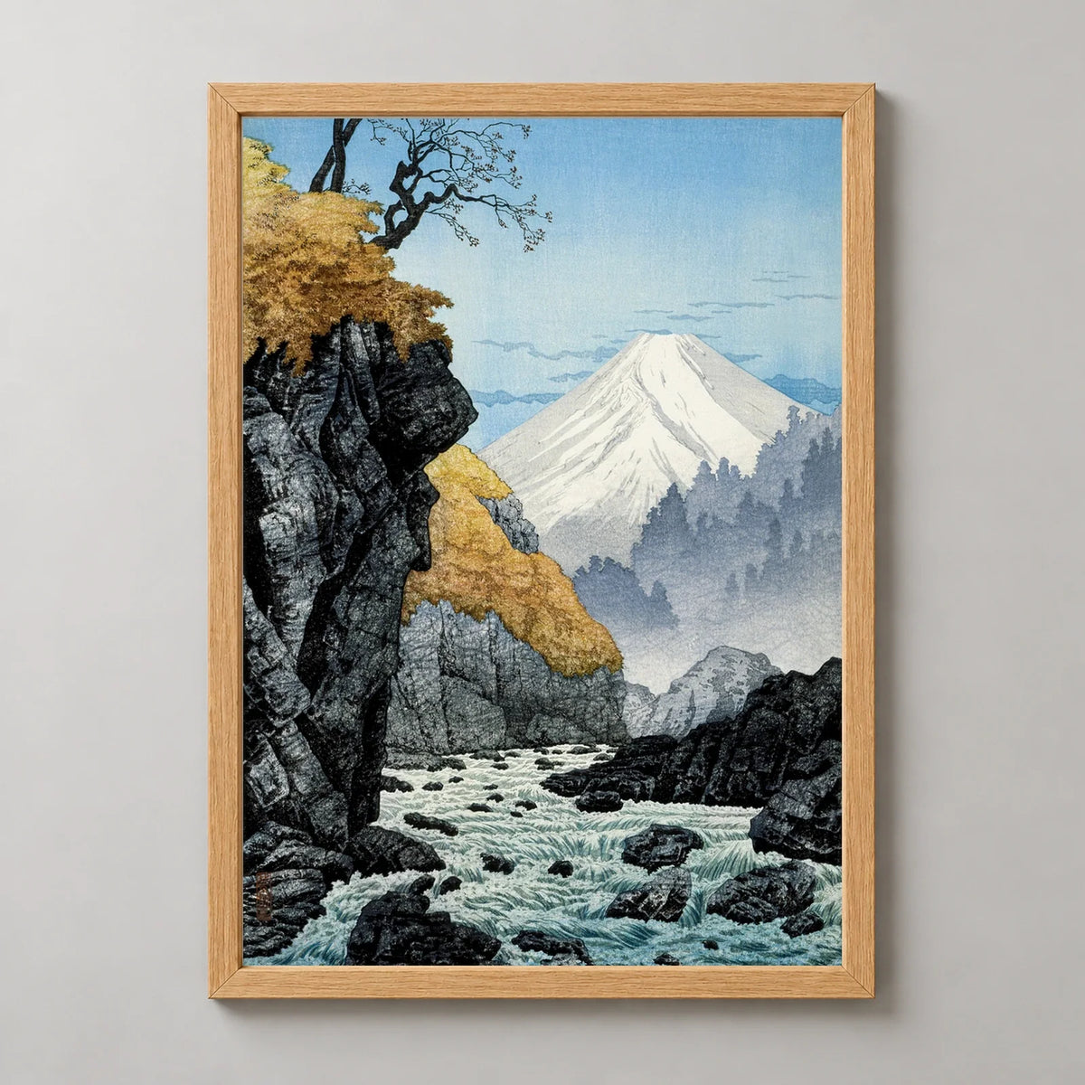 Foot of Mount Ashitaka Art Print by Hiroaki Takahashi in a natural wood frame, front view