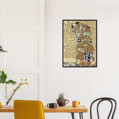Fulfillment in a black frame above a dining table; styled room mockup