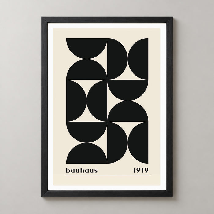 Bauhaus 1919 - Minimalist Geometric Art Print (Black)