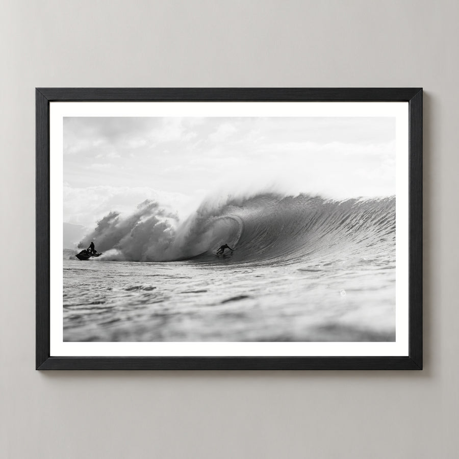 Surfing Big Break | Black and White Photography — realistic black frame studio view