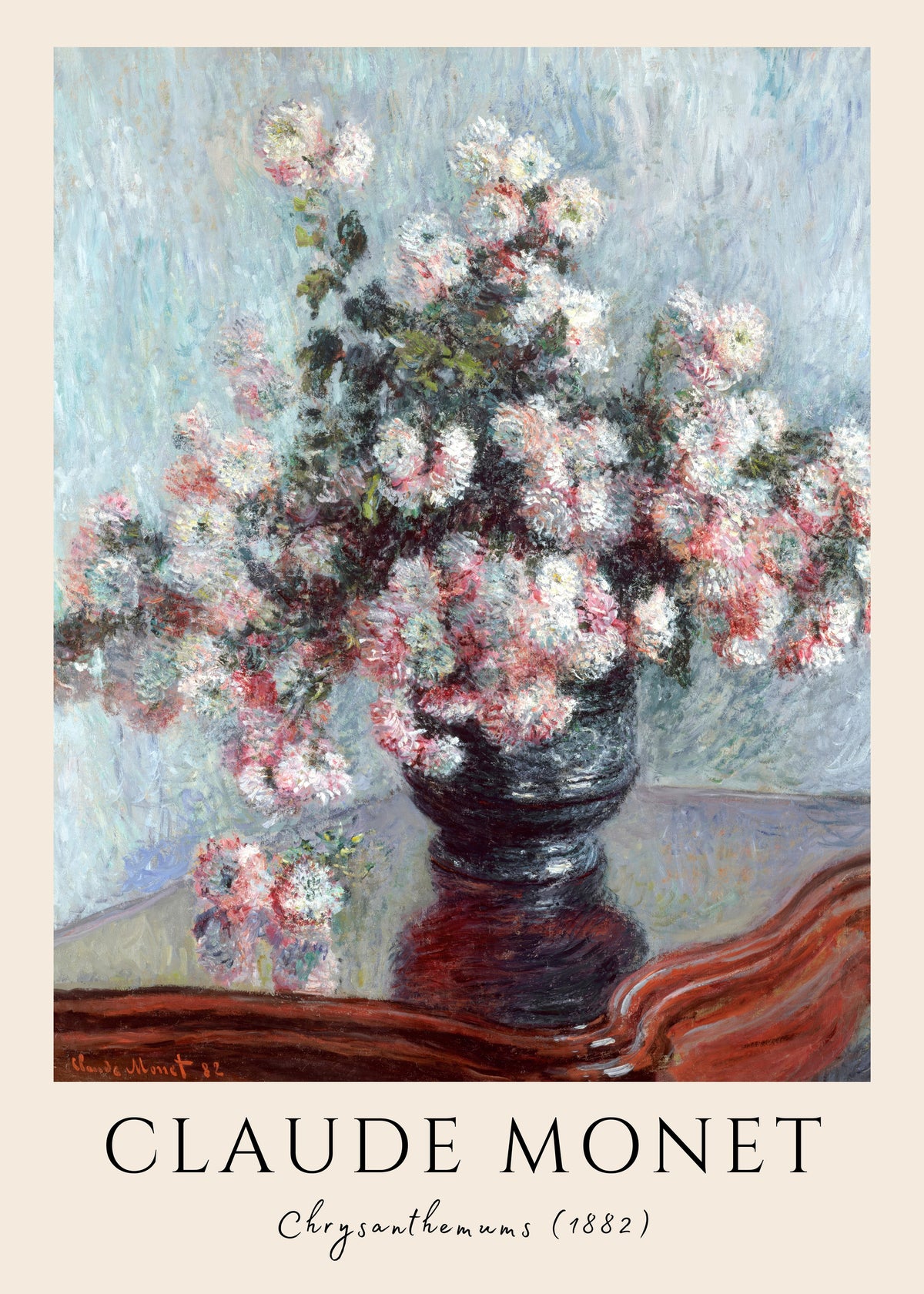 Claude Monet's Chrysanthemums (1882) - Iconic Impressionist Floral Art Print — poster only, complete unframed artwork