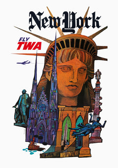 TWA New York — Liberty and Skyline — finished print composition