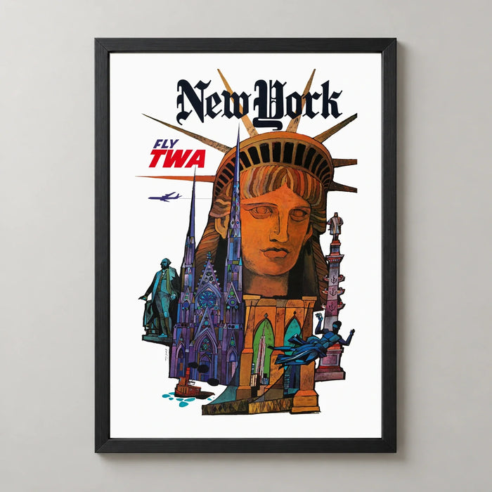TWA New York — Liberty and Skyline Vintage Travel Poster