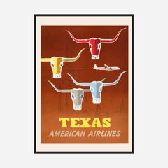 American Airlines Texas — front view in a black frame