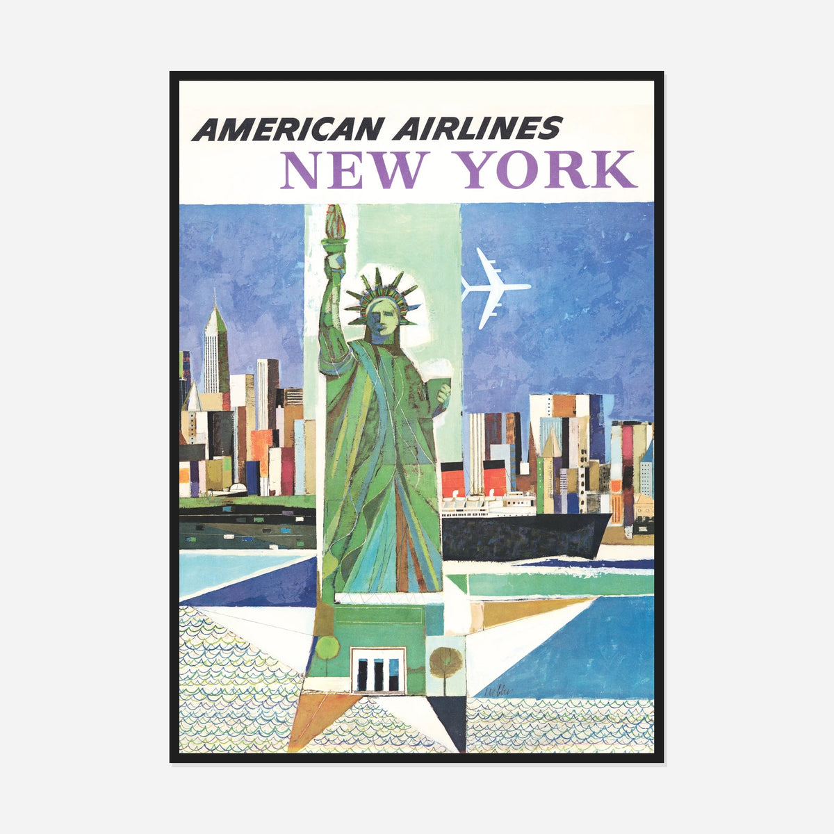 American Airlines New York — front view in a black frame