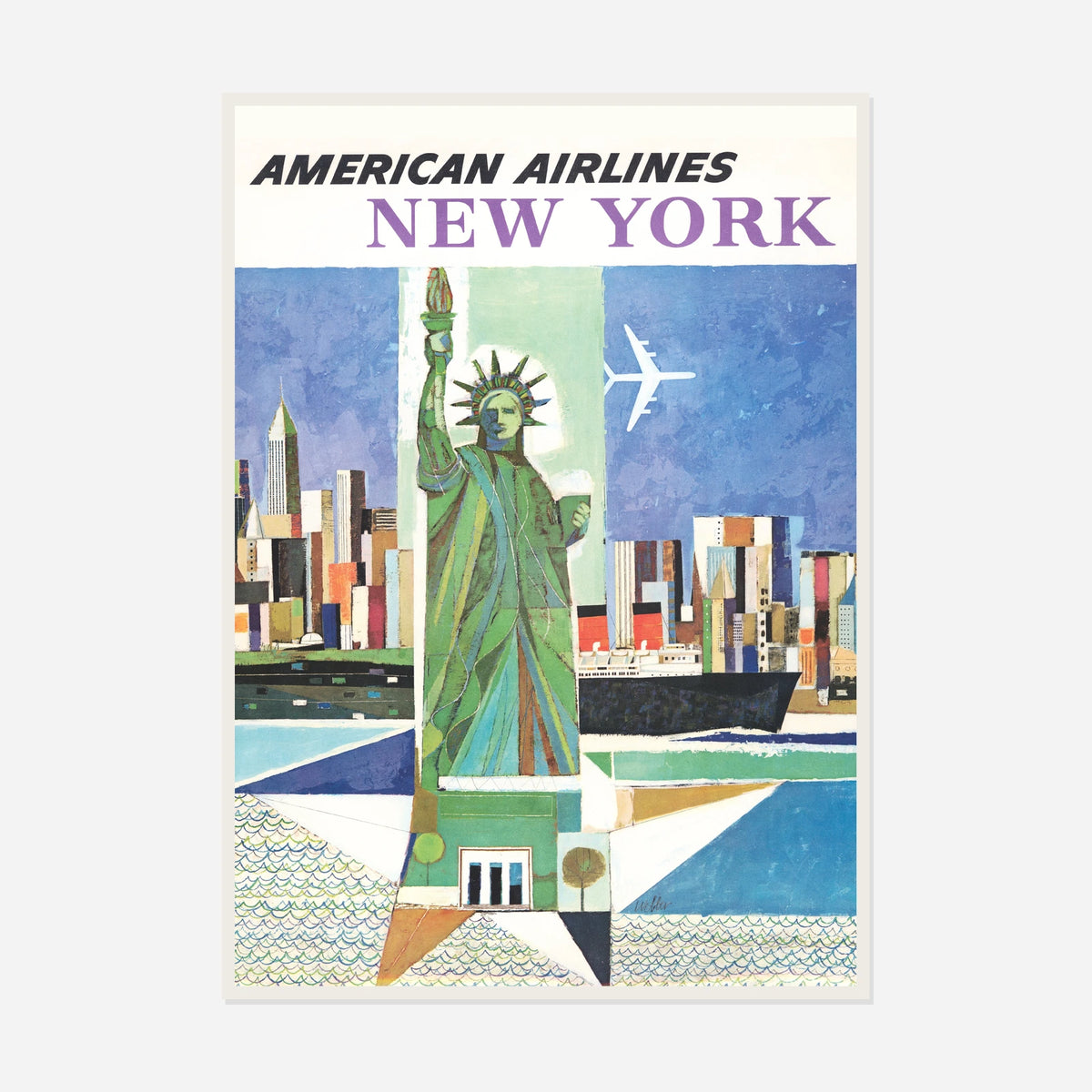 American Airlines New York — front view in a white frame