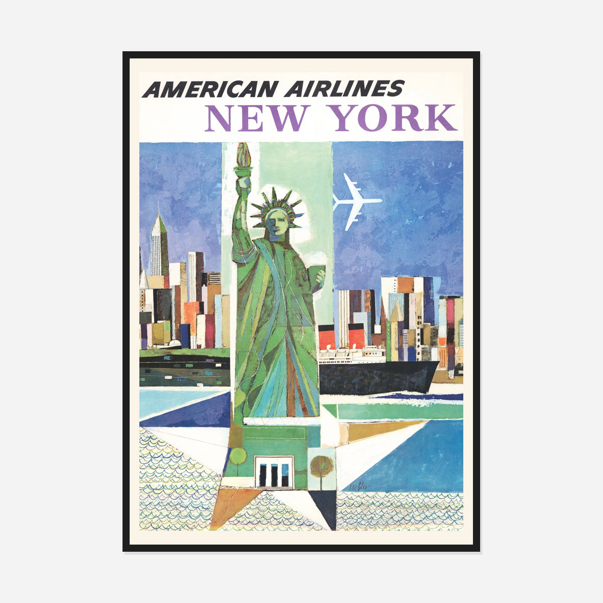 American Airlines New York — front view in a black frame