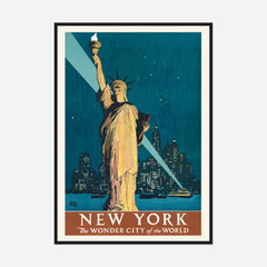 New York — Statue of Liberty — front view in a black frame