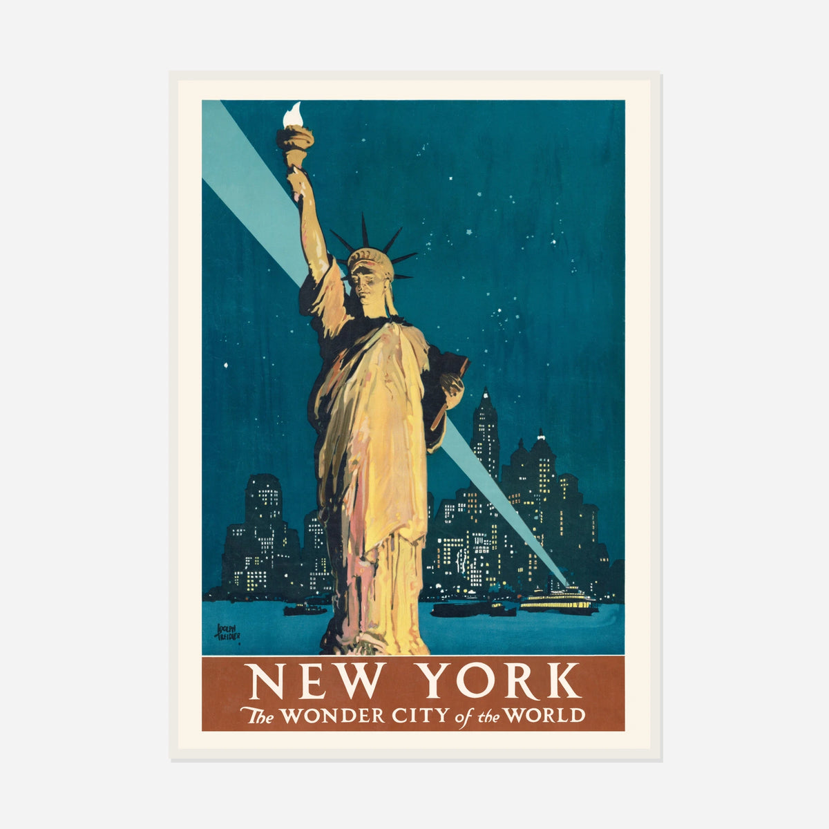 New York — Statue of Liberty — front view in a white frame
