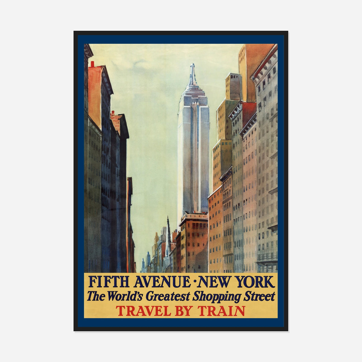 New York — Fifth Avenue — front view in a black frame